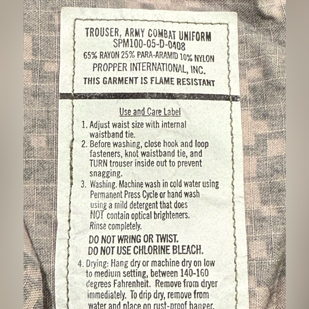 U.S. Army Combat Uniform Trousers ACU Digital Camo Size Medium Short - Picture 7 of 9